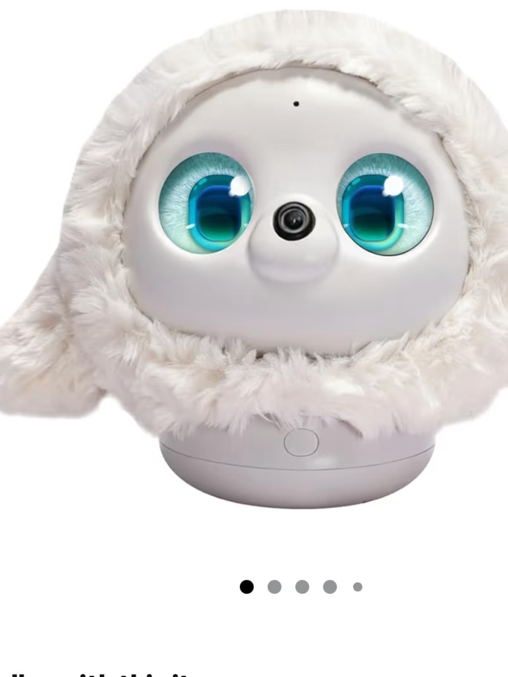 White Plush Smart Toy with Big Blue Eyes